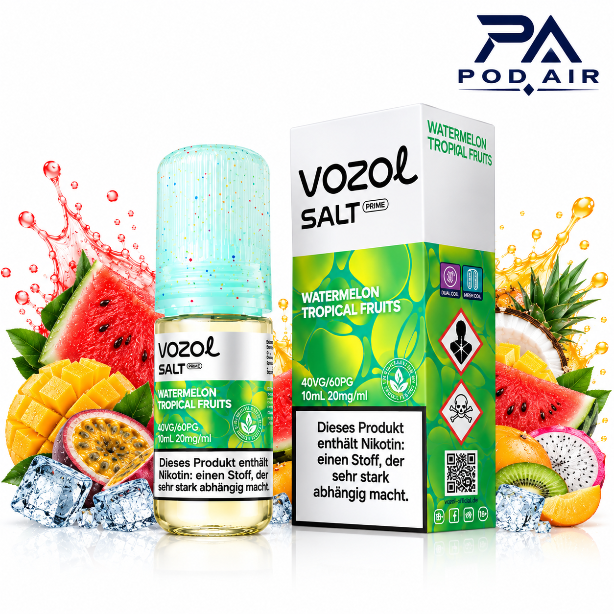 سالت هندوانه تروپیکال وزول  | Vozol Liquid Watermelon Tropical Fruits 10ml