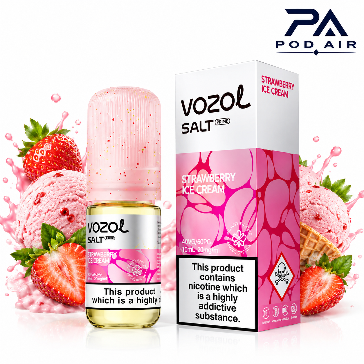 سالت توت فرنگی بستنی وزول  | Vozol Liquid Strawberry Ice Cream 10ml