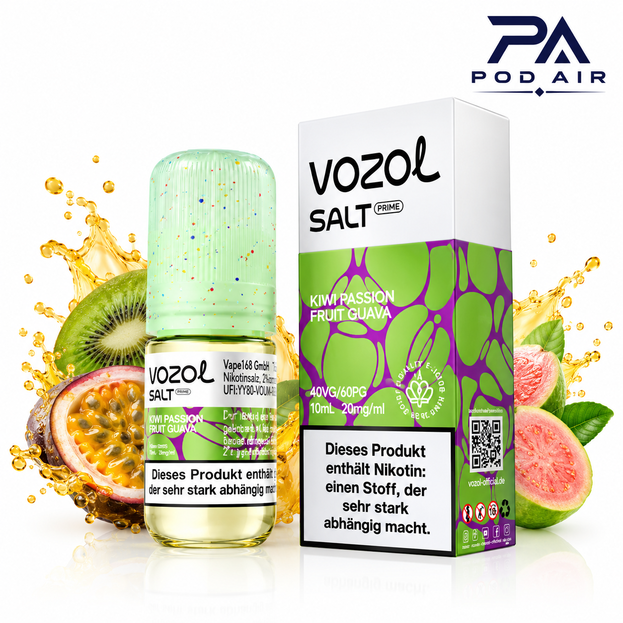 سالت کیوی پشن فروت گواوا وزول  | Vozol Liquid Kiwi Passion Fruit Guava 10ml