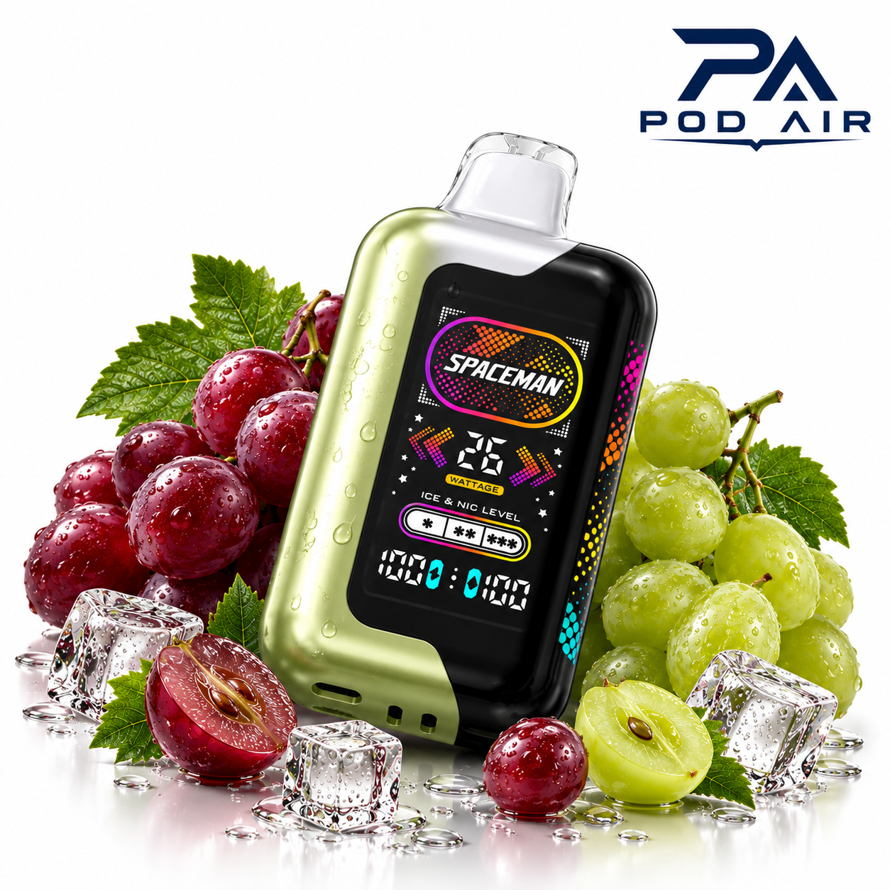 پاد یکبار مصرف اسپیس من اسموک 40 هزار پاف انگور یخ   SMOK Spaceman Grape Ice 40K Puffs