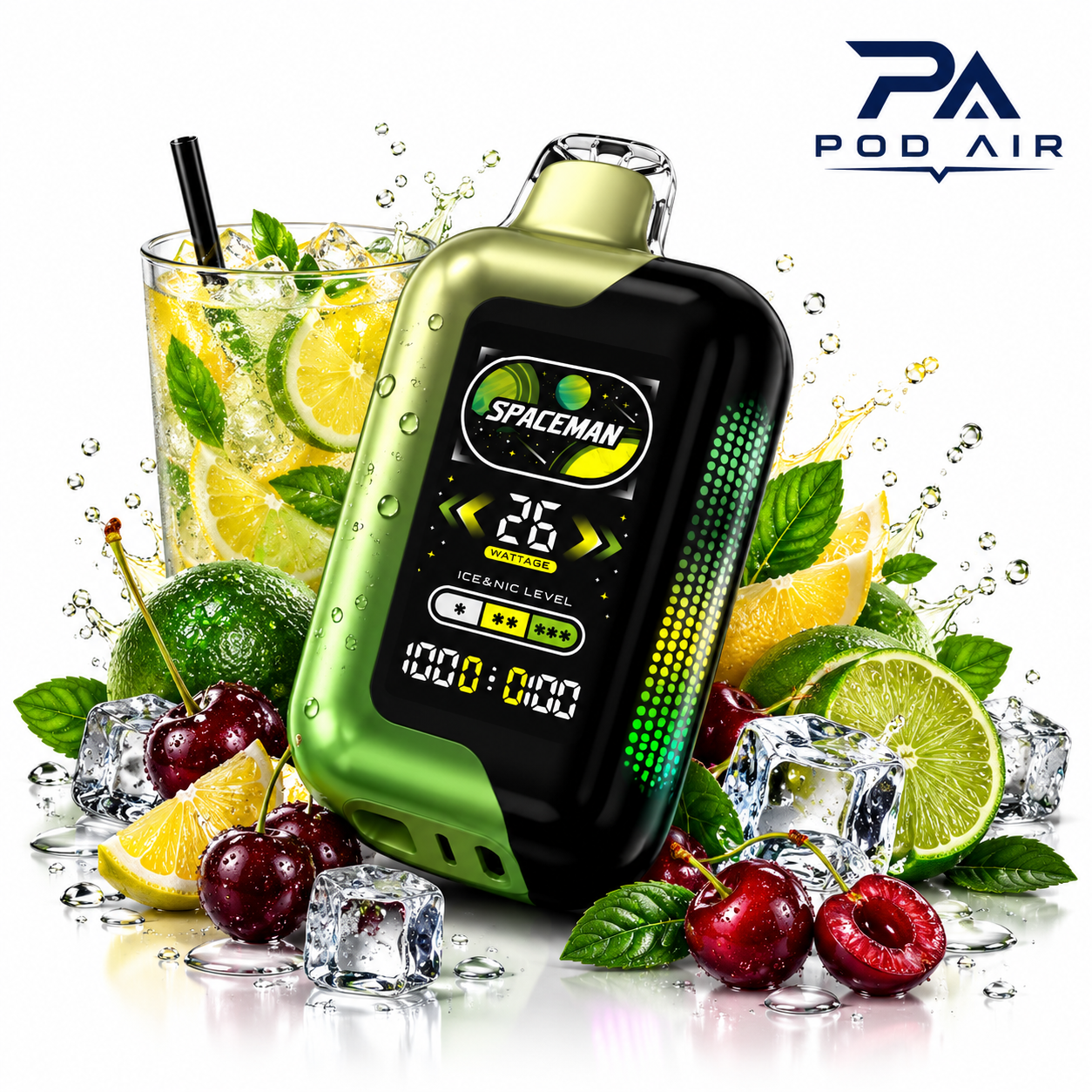 پاد یکبار مصرف اسپیس من اسموک 40 هزار پاف آلبالو لیموناد  SMOK Spaceman Cherry Lemonade 40K Puffs