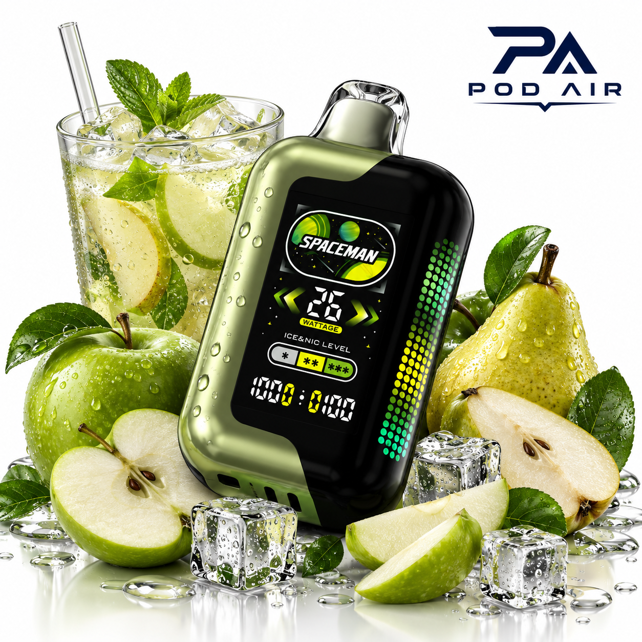 پاد یکبار مصرف اسپیس من اسموک 40 هزار پاف سیب گلابی  SMOK Spaceman Apple Pear 40K Puffs