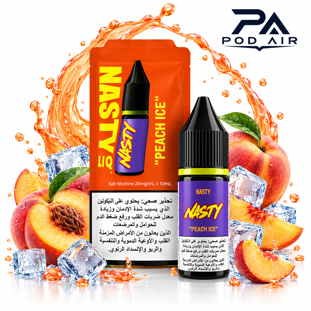 سالت هلو یخ نستی Nasty LIQ Peach Ice حجم 10 میل