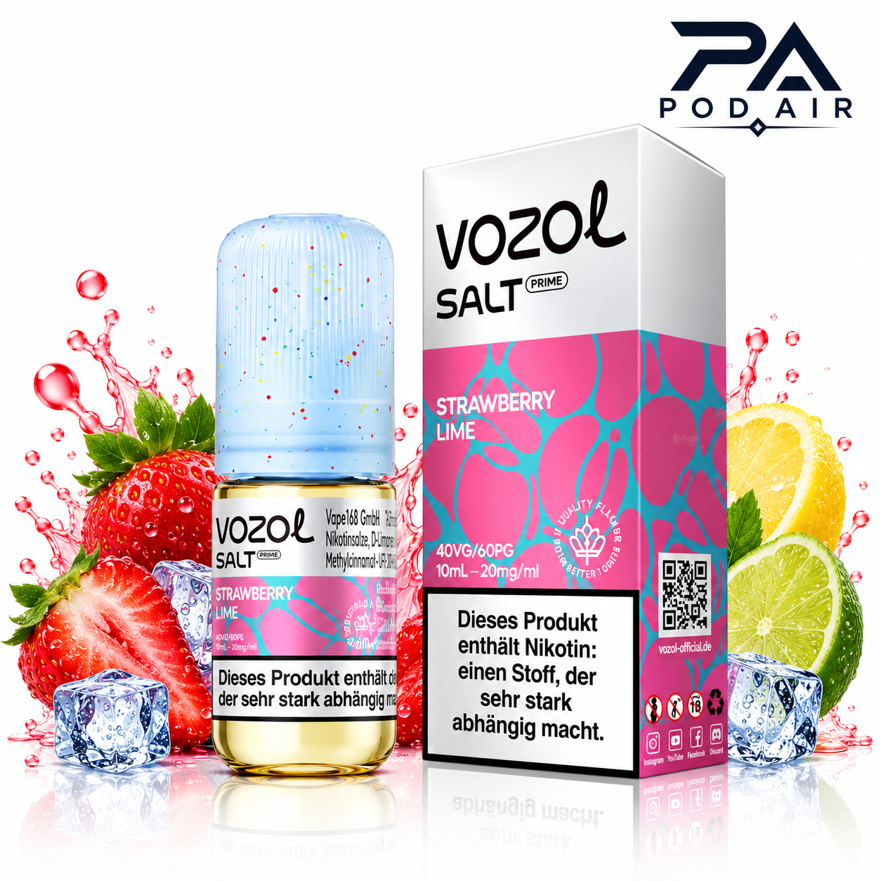 سالت توت فرنگی لیمو وزول  | Vozol Liquid Strawberry Lime 10ml