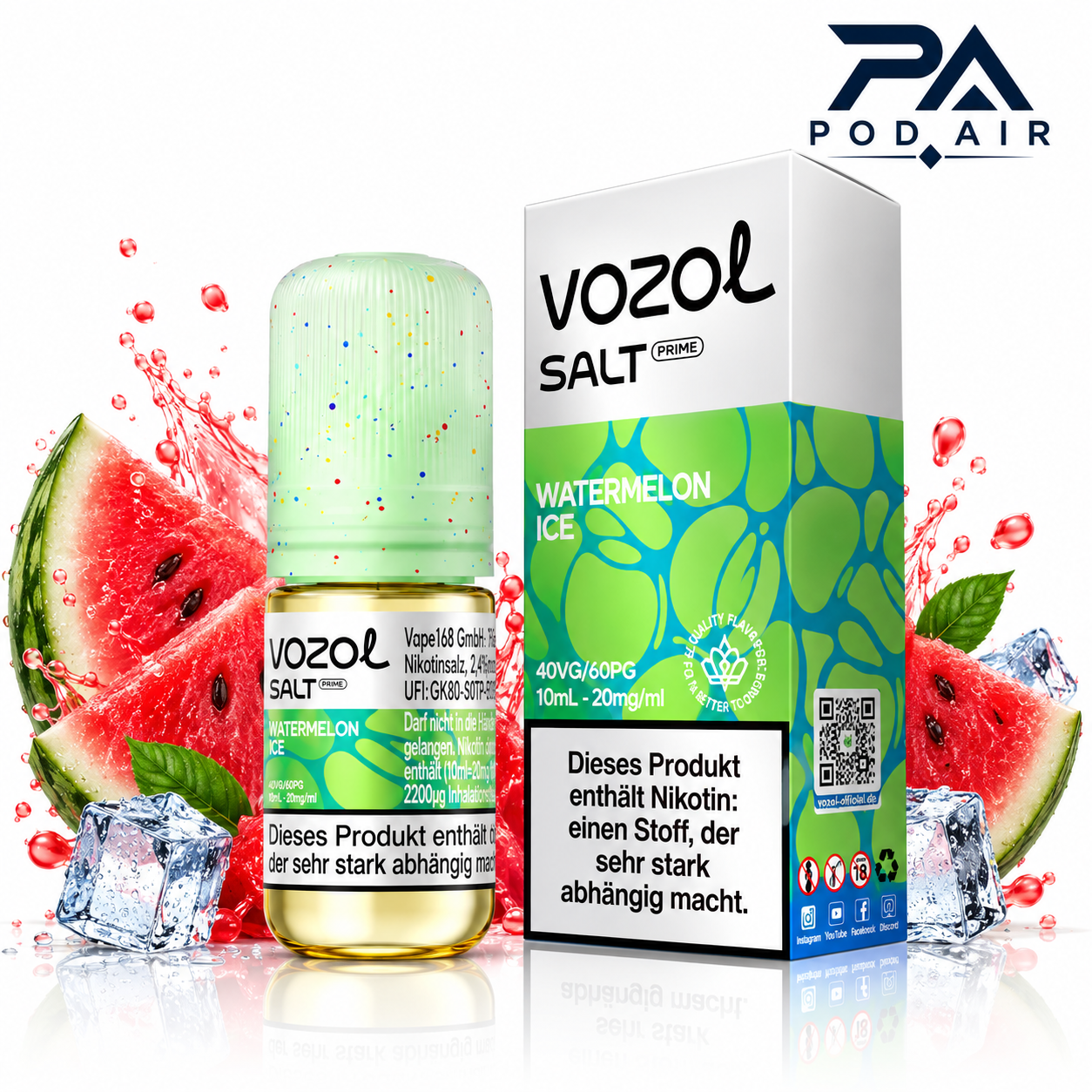سالت هندوانه یخ وزول | Vozol Liquid Watermelon Ice 10ml