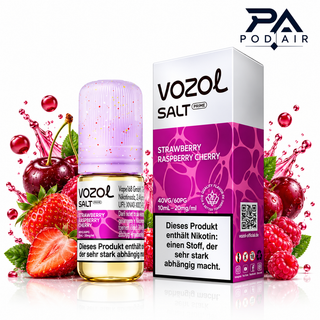 سالت توت فرنگی تمشک آلبالو وزول | Vozol Liquid Strawberry Raspberry cherry 10ml