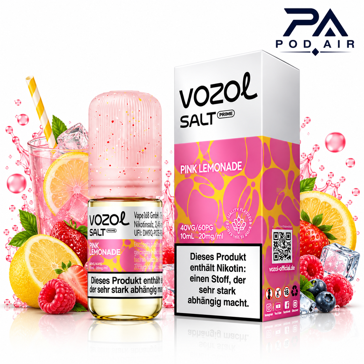 سالت لیموناد صورتی وزول  | Vozol Liquid Pink Lemonade 10ml