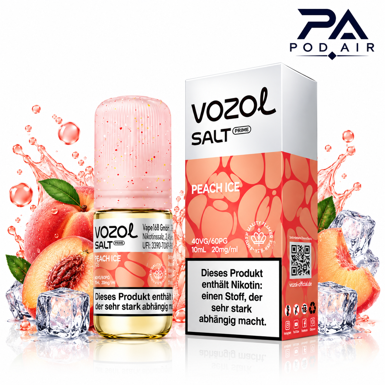 سالت هلو یخ وزول  | Vozol Liquid Peach Ice 10ml
