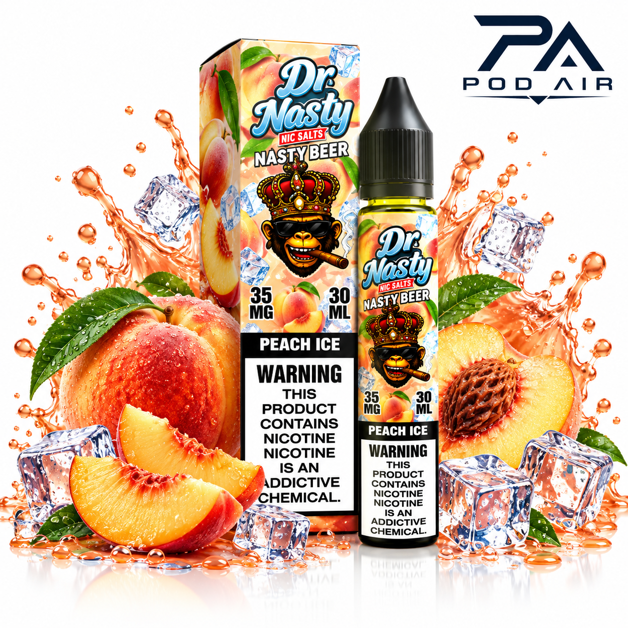 سالت دکتر نستی هلو یخ  DR NASTY PEACH ICE SALT 30ML