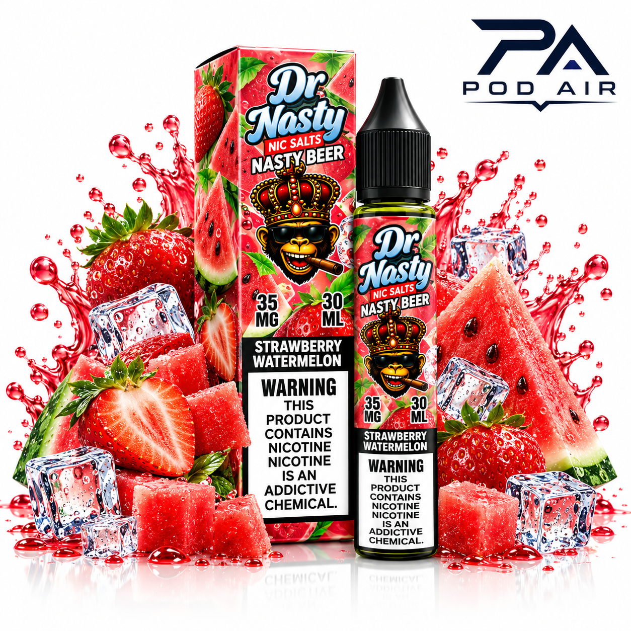 سالت دکتر نستی توت فرنگی هندوانه DR NASTY STRAWBERRY WATERMELON SALT 30ML