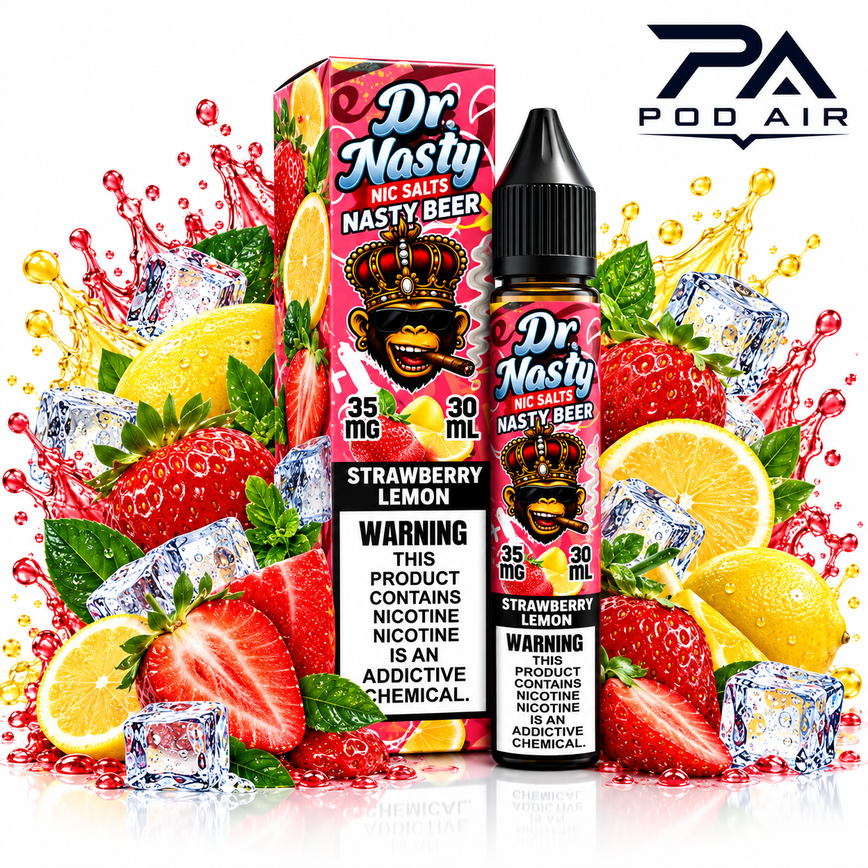 سالت دکتر نستی توتفرنگی لیمو  DR NASTY STRAWBERRY LEMON SALT 30ML