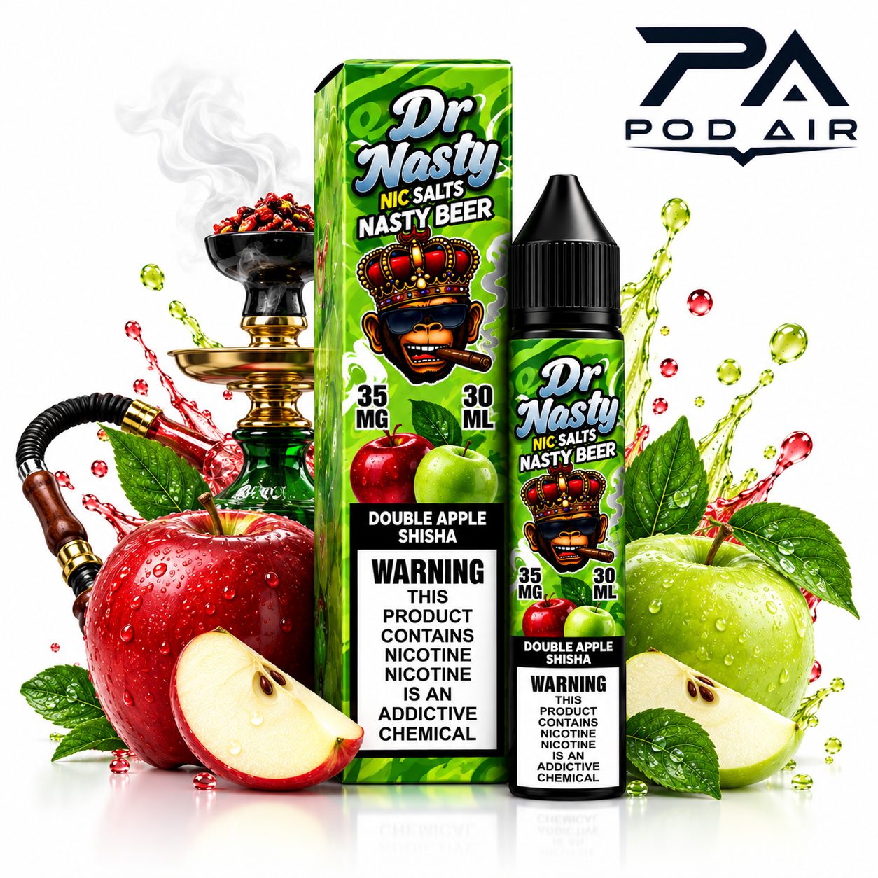 سالت دکتر نستی دوسیب قلیونی DR NASTY DOUBLE APPLE SHISHASALT 30ML